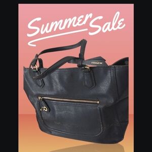 Coach Black Leather Tote Bag